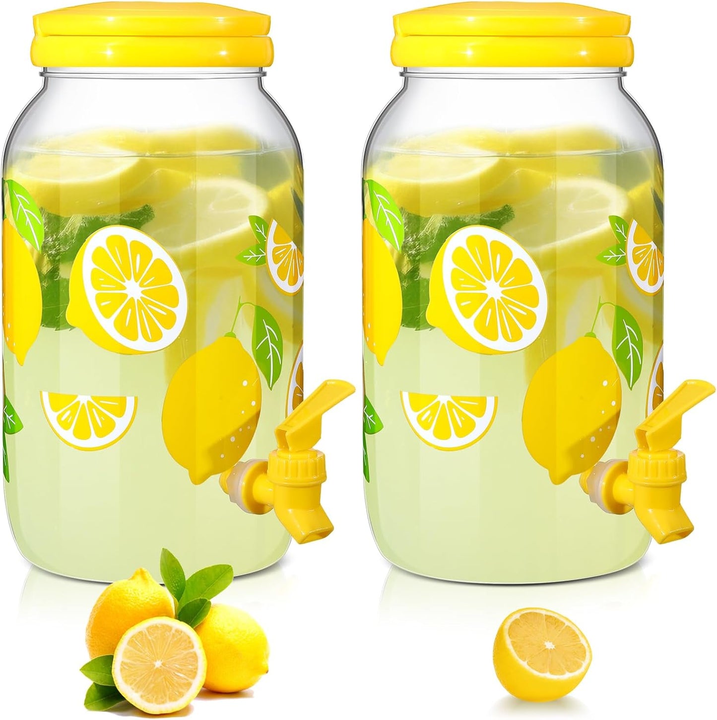 Havawish 2 Pcs 1 Gallon Plastic Beverage Dispenser with Spigot Clear Summer Kitchen Fridge Drink Dispenser for Parties Lemonade Juice Tea Beer Cold Water (Red,Cylinder)
