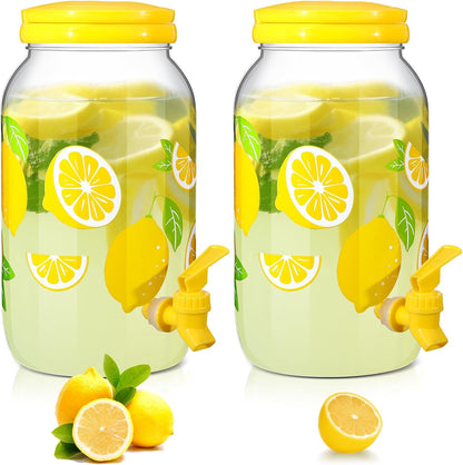 Havawish 2 Pcs 1 Gallon Plastic Beverage Dispenser with Spigot Clear Summer Kitchen Fridge Drink Dispenser for Parties Lemonade Juice Tea Beer Cold Water (Red,Cylinder)