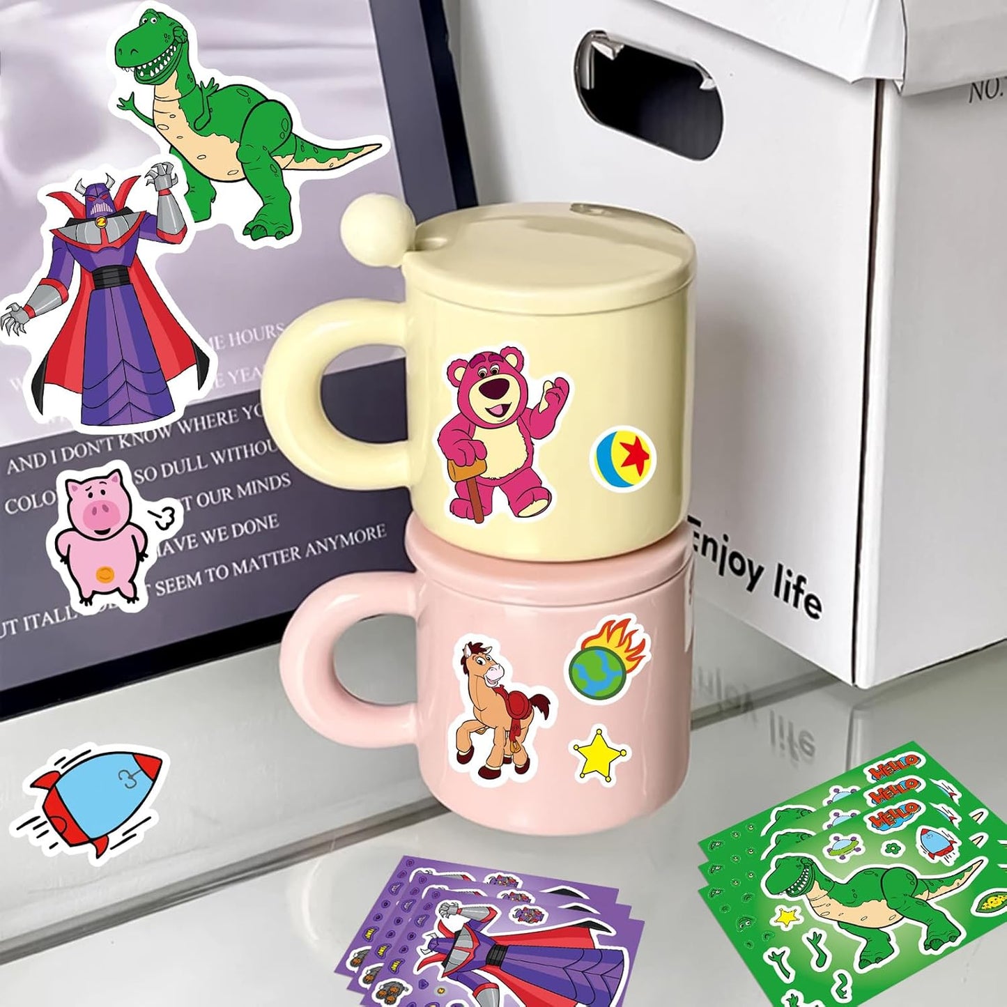 24 Sheets Cool Monster Sticker Cute Cartoon Charaters Make Your Own Sticker, Make a Face Stickers Party Favors Activities Gifts (c)