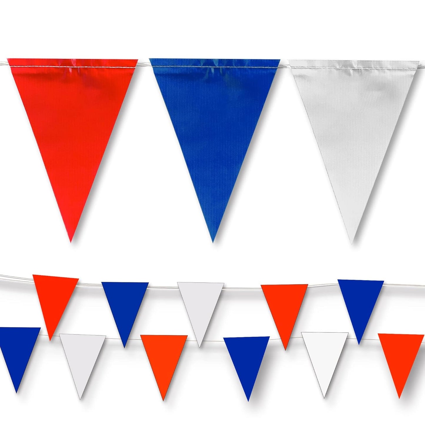 Black & White Pennant Banner Flags | Heavy-Duty Outdoor | OSHA 500lb Rated | Strand Fade Resistant 【102FT】