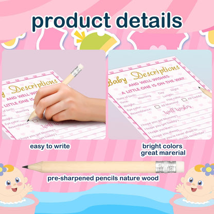 Yinder 145 Pcs Baby Shower Games Activities Cards with 20 Pencils Includes Baby Bingo Description and Wishes Guess Who Price is Right Word Scramble Game(Here Comes the Son)