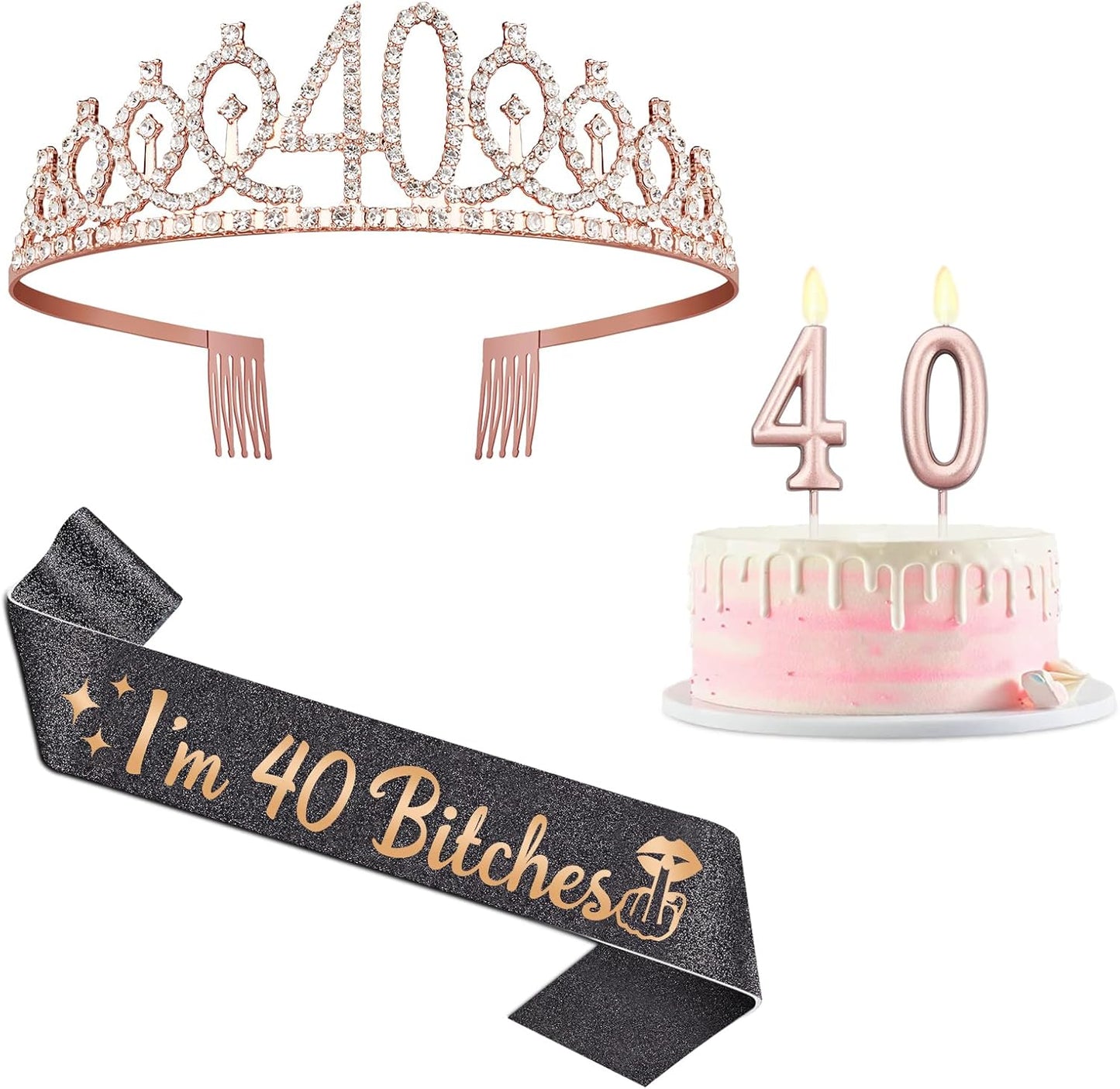 21st Birthday Decorations for Her with 21st Birthday Sash and Crown, Candles Gold, Gifts for 21 Year Old Girls