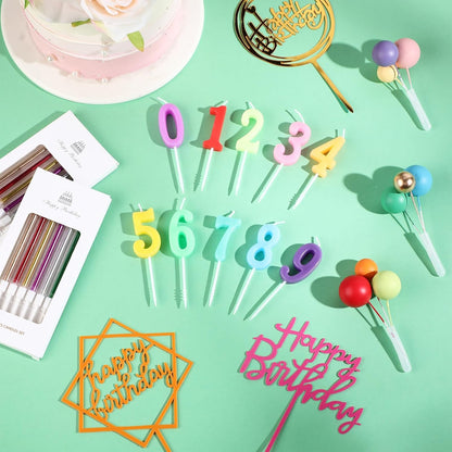 Yerliker 34 Pcs Happy Birthday Cake Toppers Decorations Birthday Candles DIY Cake Decor for Men Women Wedding Anniversary(Gold)