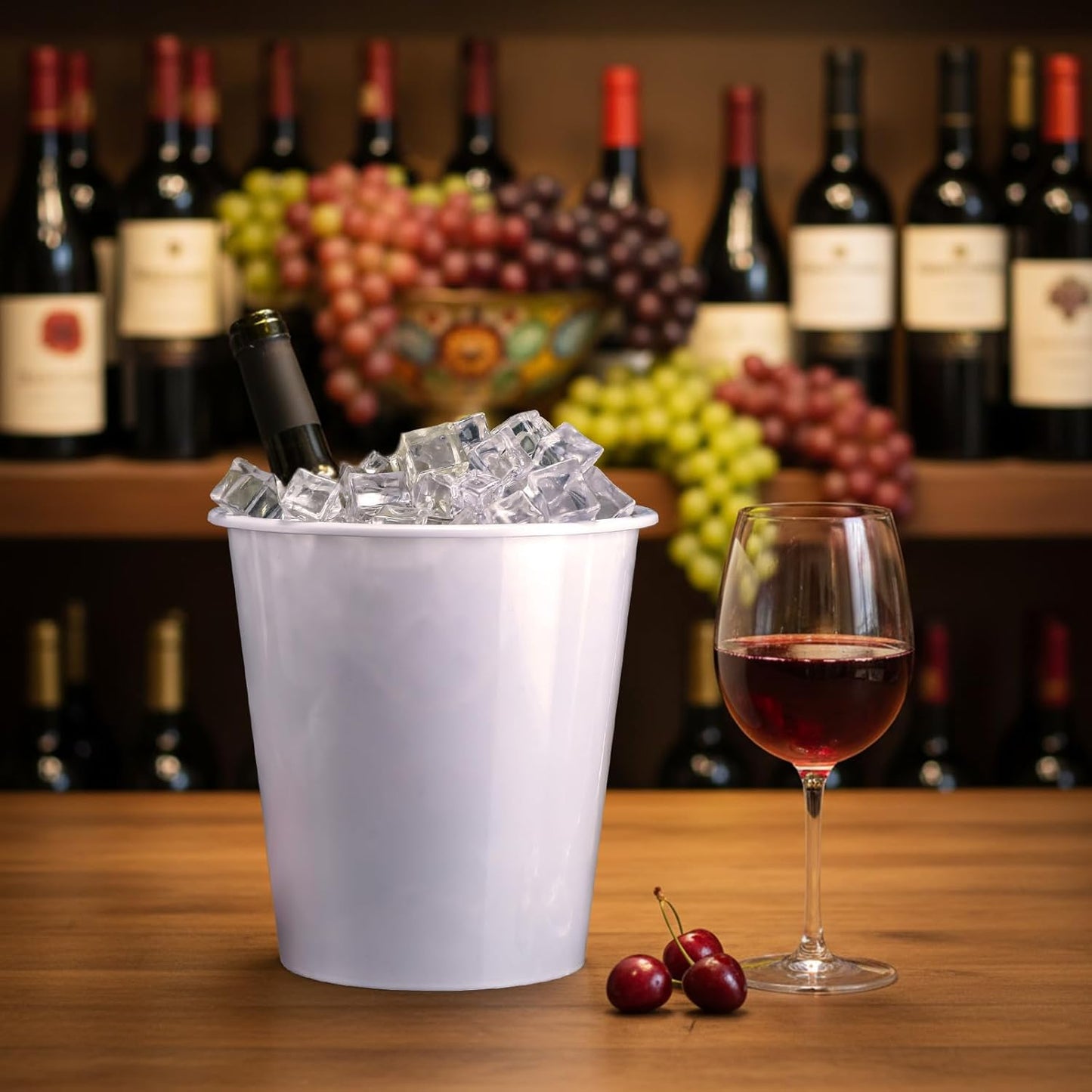 Layhit 48 Pcs Plastic Ice Buckets for Parties 3 Liters Wine Bucket Portable Ice Holder Disposable Wine Cooler for Party Wedding Party Beverages Champagne Soda and Beer(Black)