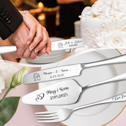 Personalized Cake Cutter Custom Wedding Cake Knife and Server Set Stainless Steel Cake Cutting Set Customize Gifts for Wedding Birthday (Black)