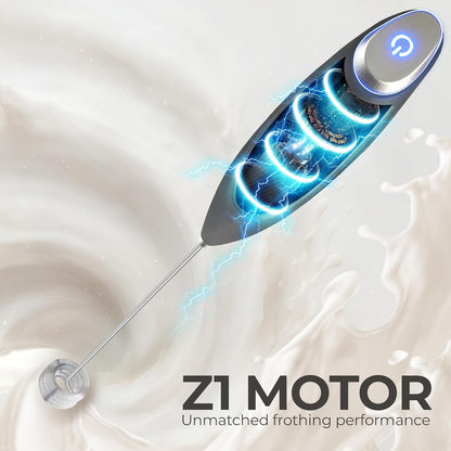 Zulay Kitchen Powerful Milk Frother Wand With Duracell Batteries - Ultra Fast Handheld Drink Mixer - Electric Whisk Foam Maker for Coffee, Lattes, Cappuccino & Matcha - Z1 Motor - Black - Colors A