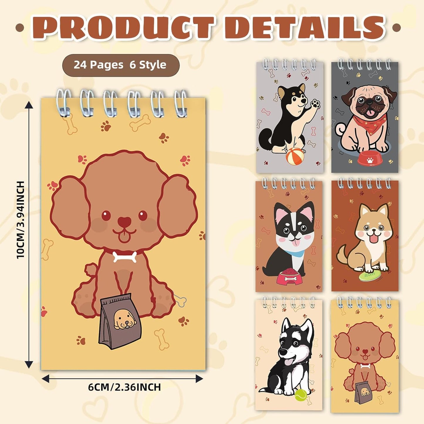Mini Notebooks Bulk, 24 Pack Cute Animal Small Spiral Notepads Pocket Memo Pads for Classroom Prizes, Office Supplies (Cat)
