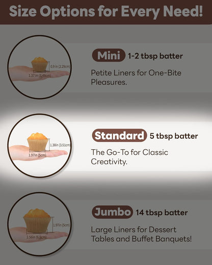 Bake Choice Cupcake Liners 200 Pcs Muffin Liners Standard Cupcake Wrappers, CupCake Liners, Food Grade Cupcake Liners, Greaseproof Parchment Muffin Liners Calyx Series