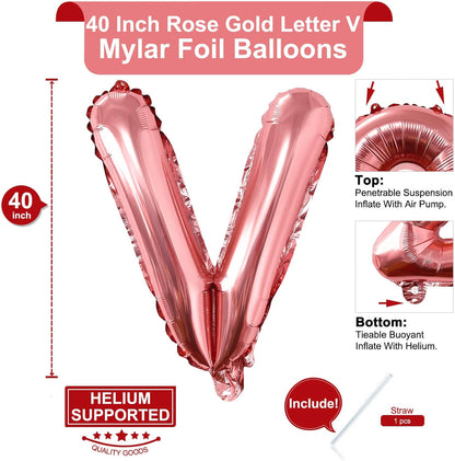 Lovoir 40 Inch Large Rose Gold Letter A Balloons Big Size Jumbo Mylar Foil Helium Balloon for Birthday Party Celebration Decorations Alphabet Rose Gold A