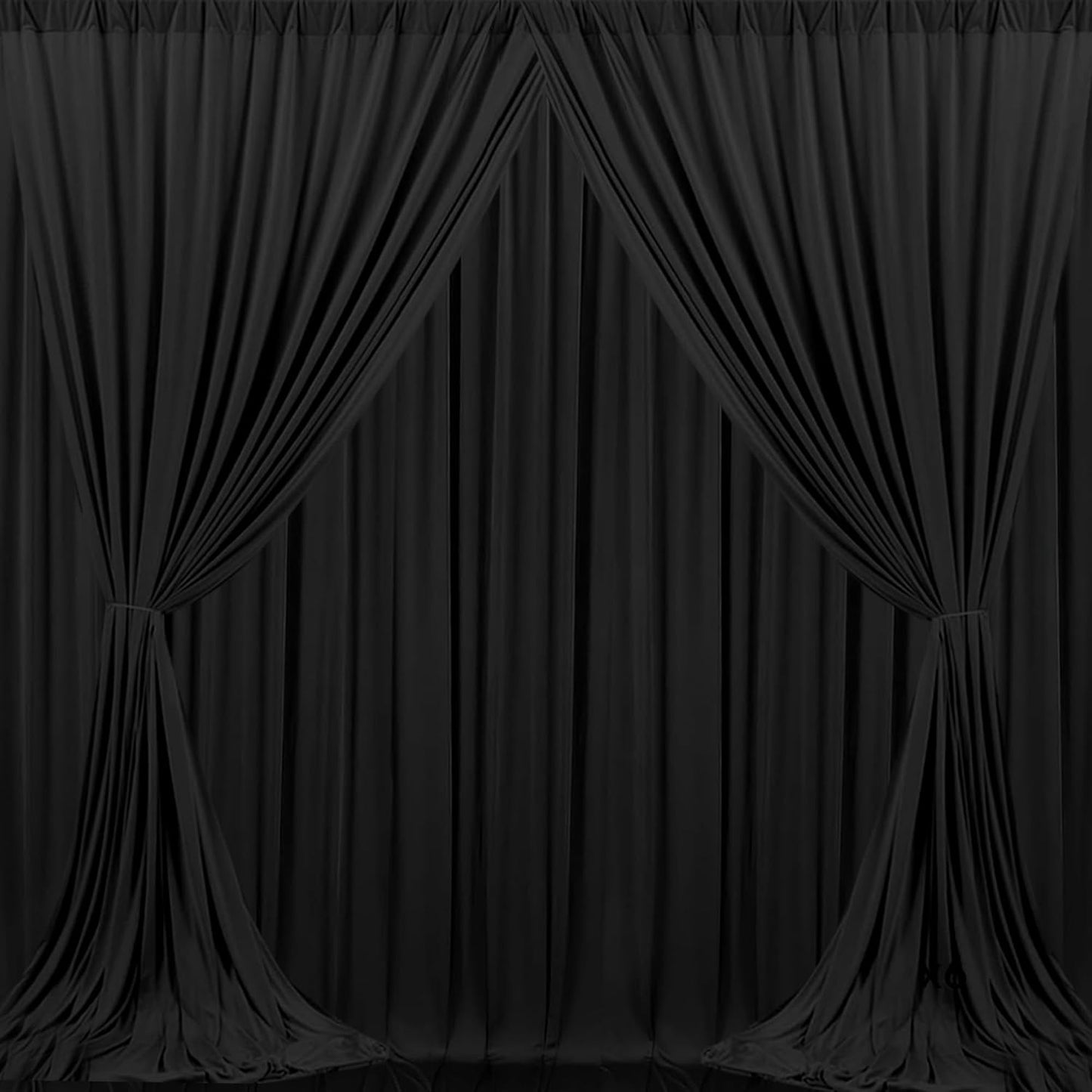 MEETSKY Black Backdrop Curtains for Parties - 10ft x 8ft Party Photo Background Curtain Rod Pocket Fabric Drapes Panels for Boys Birthday Holiday Home Halloween Decoration, 5ft x 8ft, 2 Panels