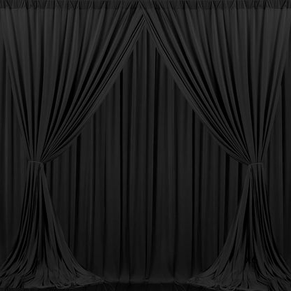 MEETSKY Black Backdrop Curtains for Parties - 10ft x 8ft Party Photo Background Curtain Rod Pocket Fabric Drapes Panels for Boys Birthday Holiday Home Halloween Decoration, 5ft x 8ft, 2 Panels