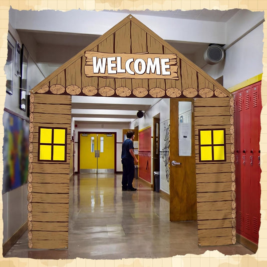 Peryiter 3 Pcs Camping Themed Party Decorations Banner Welcome Porch Sign with 1 Double Sided Tape for Summer Camp Birthday Hawaii Baby Shower Themed Party Activity Decor door (Forest Style)