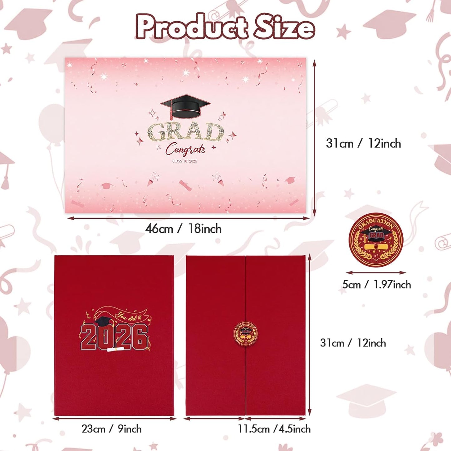Graduation Guest Book 2026, Blue Gold Graduation Decorations Class of 2026 Graduates Sign in Book Signature Board Congrats Grad Decor Party Supplies, High School College Graduations Gifts for Her Him