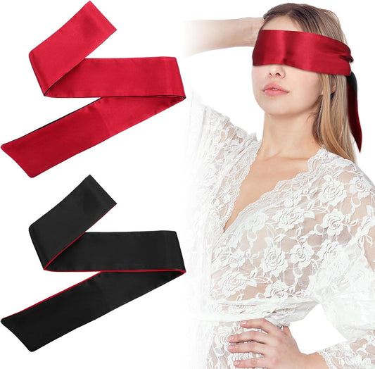 Oruola 4pcs Blind Folds for Adult Play, Blockout Light Adjustable Eye Masks for Sleep,150cm/59In Satin Blindfold for Adults Couples Yoga,Travel, Nap, Meditation, Multicolor Blindfold