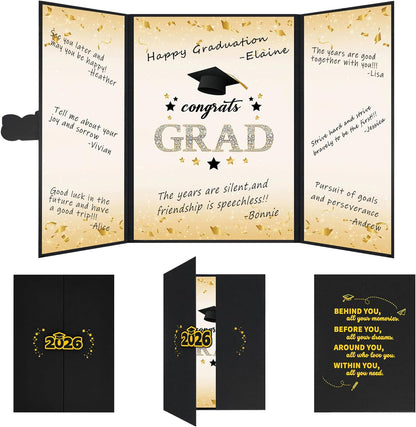 Vlipoeasn 2026 Graduation Guest Book Alternative, Black Gold Class of 2026 Graduation Party Decorations, Graduation Signature Book for 2026 College High School, Unique Graduation Gifts for Friends