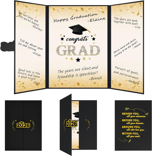 Vlipoeasn 2026 Graduation Guest Book Alternative, Black Gold Class of 2026 Graduation Party Decorations, Graduation Signature Book for 2026 College High School, Unique Graduation Gifts for Friends