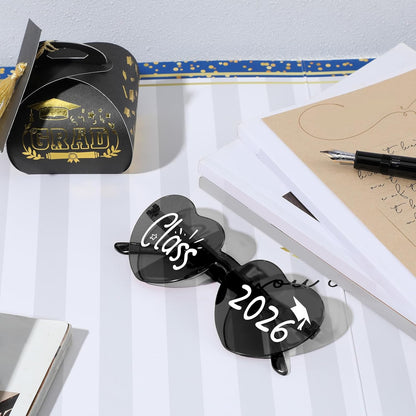 Xuhal 2026 Graduation Glasses Heart Shaped Plastic Eyeglasses Graduation Party Favor Photo Props