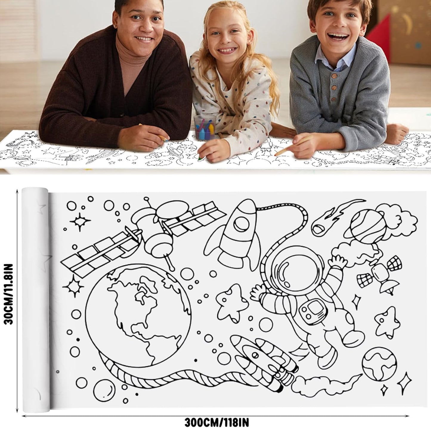 2PCS Children's Drawing Roll, Coloring Paper Roll for Kids Gift, 120 * 11.8 Inches DIY Painting Drawing Paper Roll, Sticky Drawing Paper Roll, Early Educational Toys for Kids (Animal World)