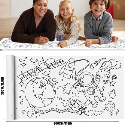 2PCS Children's Drawing Roll, Coloring Paper Roll for Kids Gift, 120 * 11.8 Inches DIY Painting Drawing Paper Roll, Sticky Drawing Paper Roll, Early Educational Toys for Kids (Animal World)