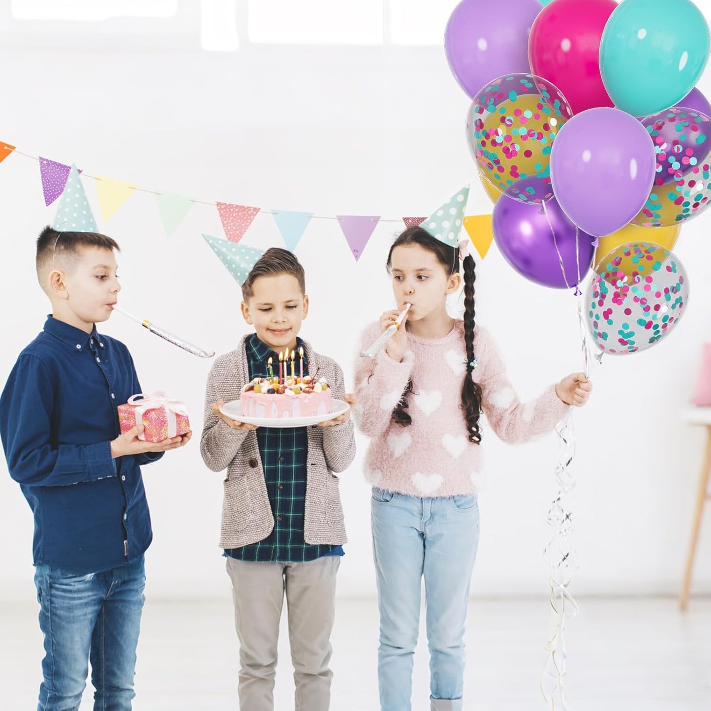 68Pcs Pink and Purple Balloons 12 Inch Metallic Purple Pink Latex Balloon Confetti ballons with Ribbons Party Balloons for Wedding Girls Birthday Baby Shower Decorations.