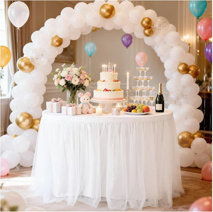 THARAHT Tulle Table Skirt 6FT 180CM Long for Rectangle Tables Round Tables Ruffle Desk Skirt for Princess Girls Birthday Party Cake Dessert Decorations Table Skirt