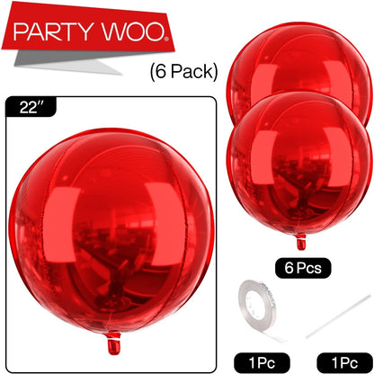 PartyWoo Metallic Gold Foil Balloons 20pcs Different Sizes Pack of 22 15 10 Inch Large Round Foil 4D Inflatable Mirror Ball Mylar Balloons for Graduation Birthday Baby Shower Party Decorations
