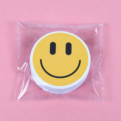 50PCS Smiling Stickers, Cute Water Bottle Stickers for Kids, for Teaching Rewards, Notebooks, Stationery, Luggage, Cartoon PVC Happy Stickers