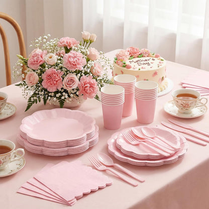 NatNarr 175 Pcs Sage Green Plates and Napkins Set, 25 Guest Sage Green Party Supplies Include Scalloped Paper Plate Napkin Cup Forks Knives Disposable Plastic Cutlery for Wedding Baby Shower Birthday