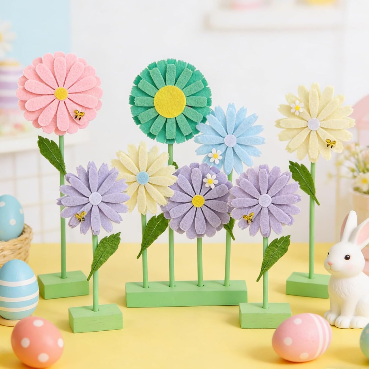 SUNBEAUTY 4PCS Honey Bee Honeycomb Centerpieces Decorations Yellow Bee Honeycomb Table Centerpieces with Sunflower Stickers for Baby Shower Birthday Gender Reveal Birthday Decoration