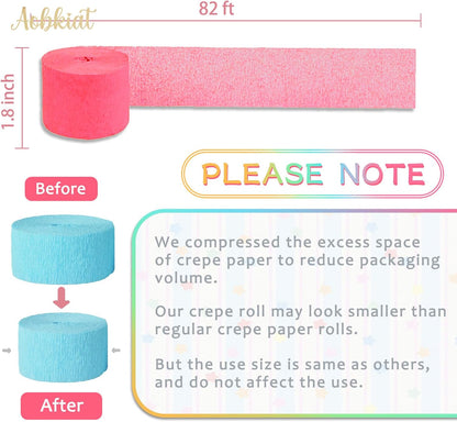 AOBKIAT Colorful Streamers Party Decorations,5 Rolls Vintage Rainbow Crepe Paper Streamers for Birthday,Candyland Theme Baby Shower,Fiesta,Wedding,Christmas,DIY Craft Crepe Paper,1.8 Inch x 82 Ft/Roll