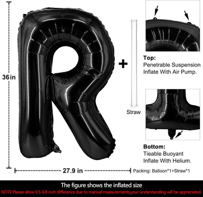 Lovoir 40 Inch Large Black Letter A Balloons Big Size Jumbo Mylar Foil Helium Balloon for Birthday Party Celebration Decorations Alphabet Black A