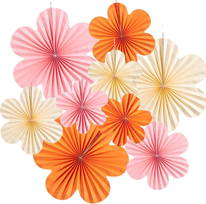Easy Joy Paper Leaves Decorations for Wall Paper Fans Classroom Decoration Leaves Backdrop Decor Wall Decor,Set of 9