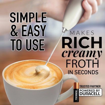 Zulay Kitchen Powerful Milk Frother AA Batteries Included – Ultra Fast Handheld Drink Mixer with Stainless Steel Whisk Stirrer for Coffee, Protein, Matcha & More, Frother Wand Electric Frothmate Black - Colors E