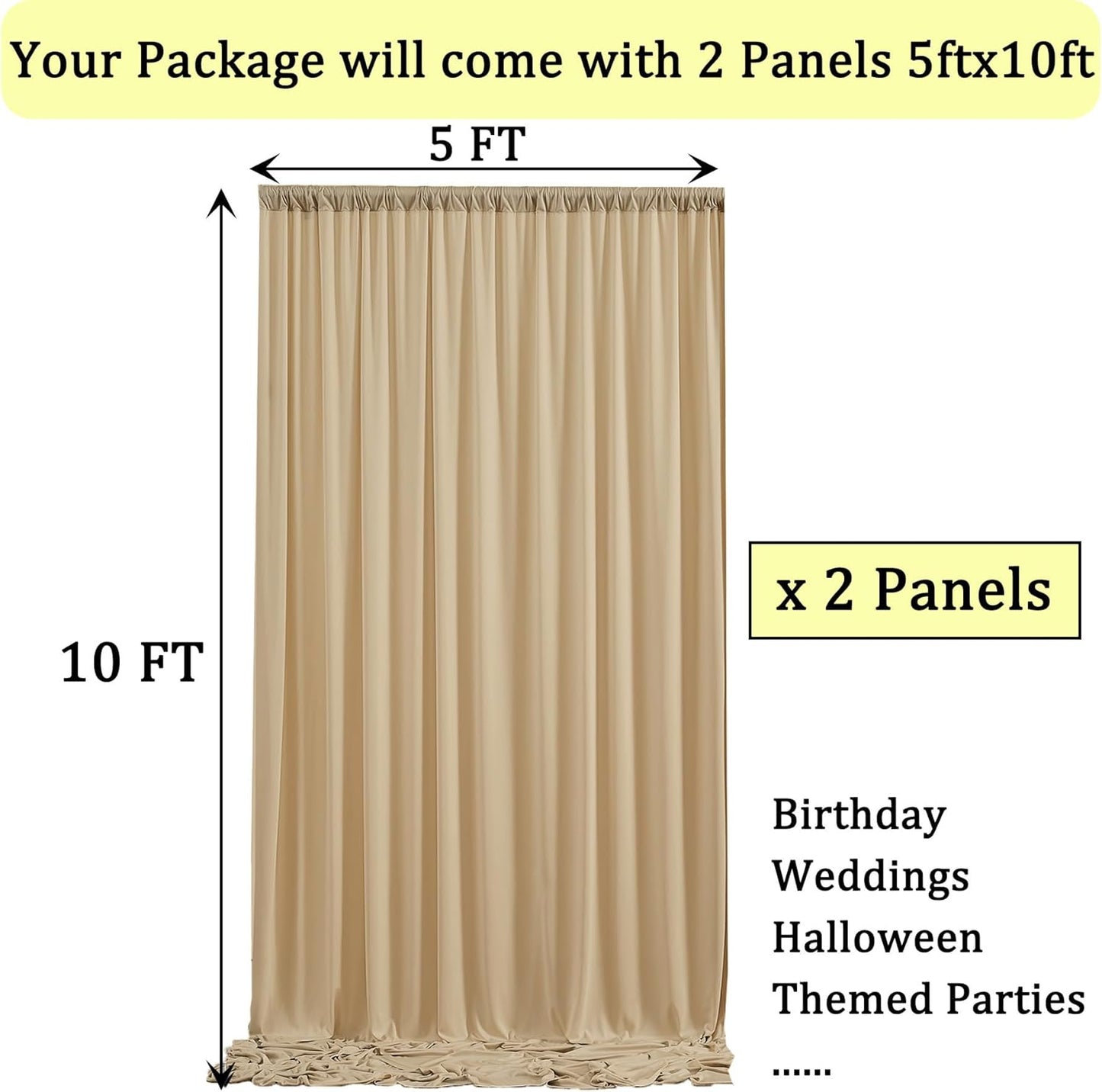 10ftx10ft Black Backdrop Curtains for Weddings Parties, Wrinkle Free 2 Panels Silky Polyester Photo Backdrop Drapes Back Drop Cloth Drapery for Birthday Mother'sDay Photography Background