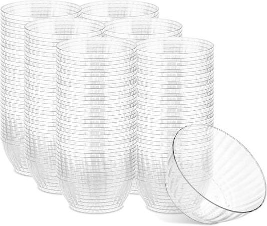 PLASTICPRO 30 Pack Crystal Like Clear Disposable Plastic Plates Dinner Dishes 6 ounce Bowls for Special Occasions Parties