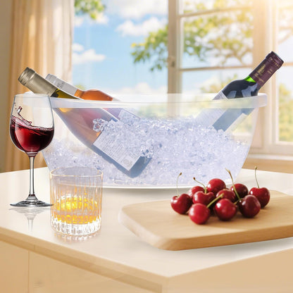 2 Pack Large Ice Buckets for Parties, 5L Oval Plastic Champagne Wine Cooler Beer Chiller Bucket Beverage Tub for Mimosa Bruch Cocktail Bar Supplies Indoor Outdoor Wedding Party