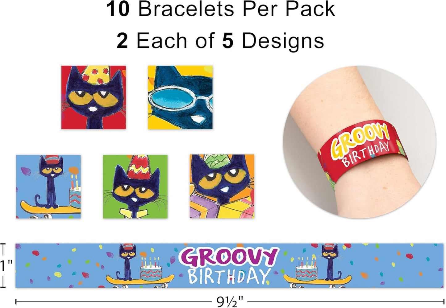 Teacher Pete the Cat Groovy Birthday Slap Bracelets