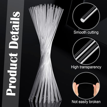 Vicenpal 120 Pcs 12 Inch Clear Acrylic Rods 3mm Diameter Round Acrylic Dowel Rods for DIY Crafts Party Decorations Gardening