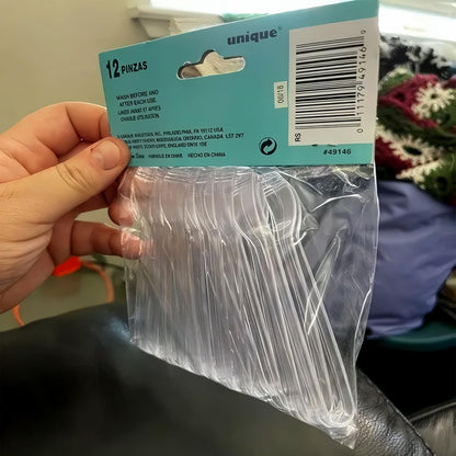 Mini Clear Plastic Tongs - 5.5" x 10" (12 Count) – Sturdy & Reusable – Perfect For Parties, Catering & Food Services