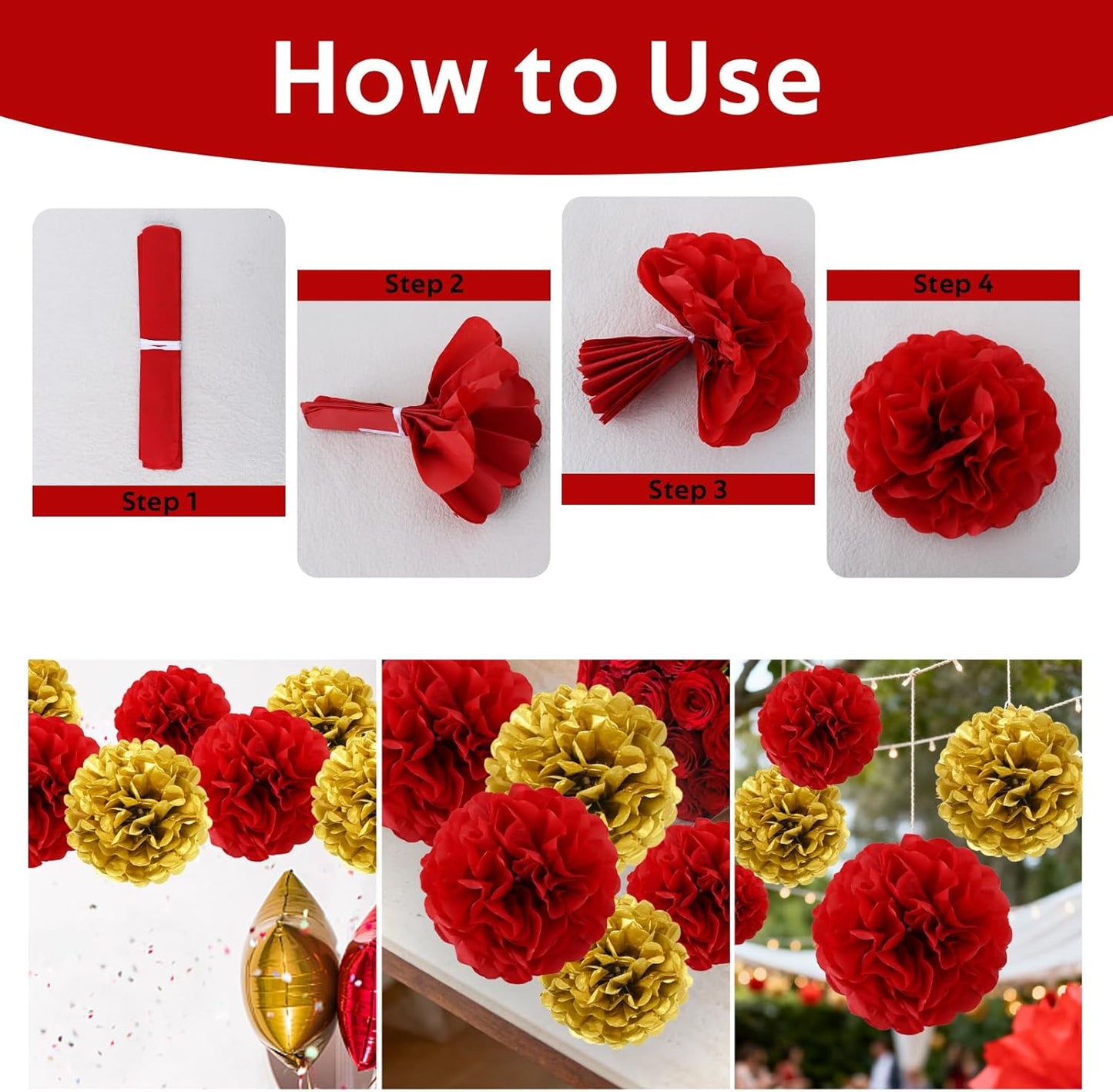 BEISHIDA Hot Pink Tissue Hanging Paper Flowers Ball Decorations Set for Mother's Day Birthday Valentine's Day Anniversary Bridal Baby Shower Wedding Backdrops Home Outdoor Party Supplies(13 Packs)