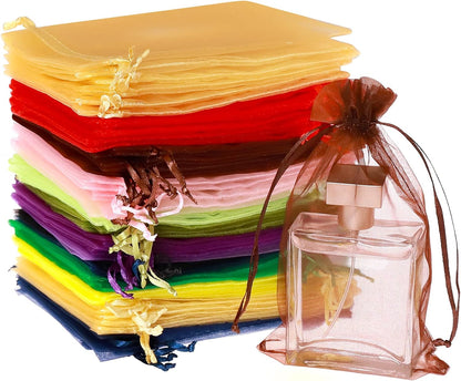 Hopttreely 100PCS Premium Sheer Organza Bags, White Wedding Favor Bags with Drawstring, 4x4.72 Jewelry Gift Bags for Party, Jewelry, Christmas, Mother's Day, Festival, Bathroom Soaps, Makeup Organza Favor Bags