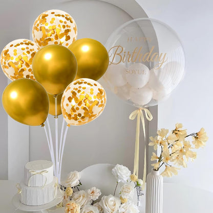4 Set Balloon Stand Kit for Table Centerpieces With Balloon and Base Party Decorations for Birthday Wedding Retirement Graduation Baby Shower (Navy Silver)