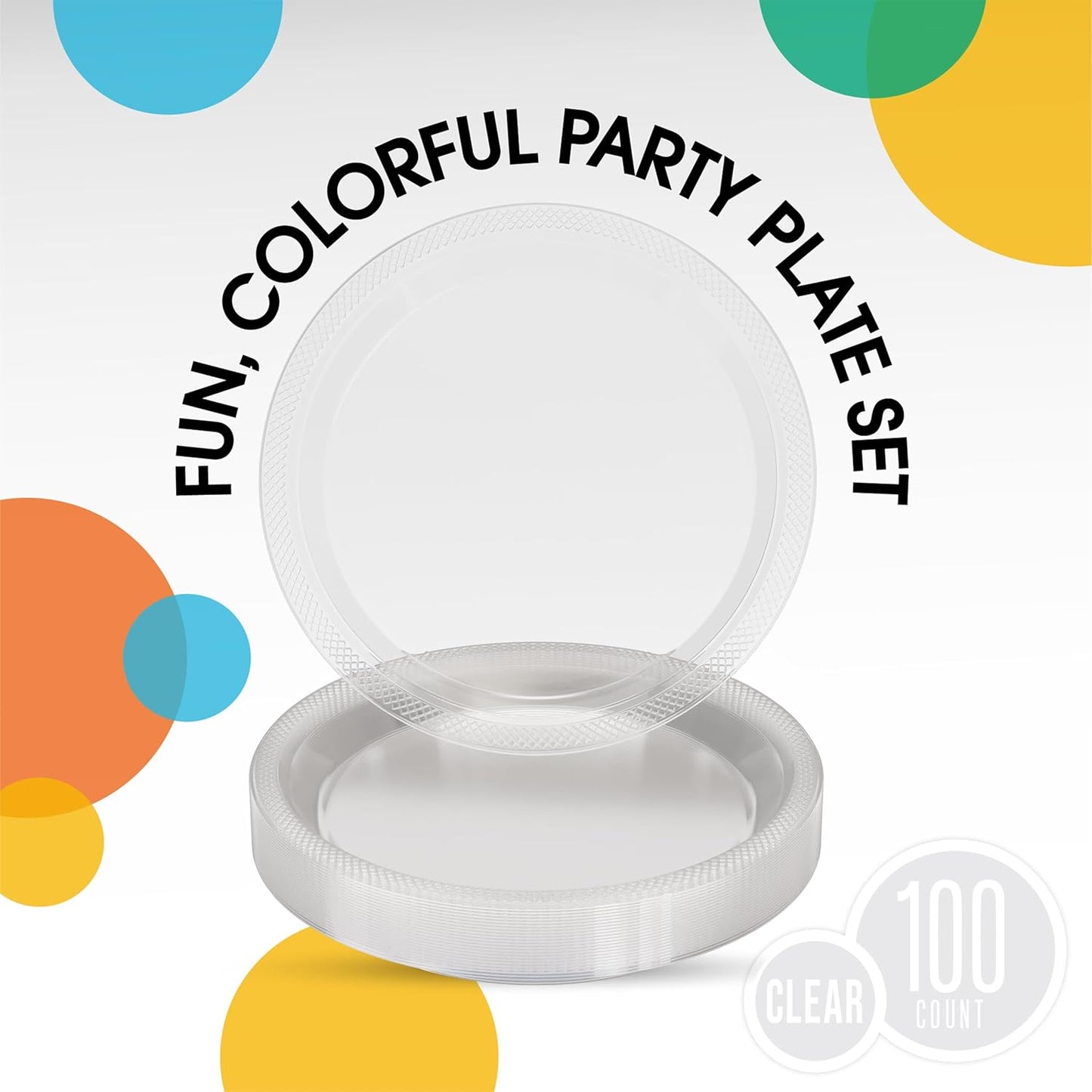 Party Solids Black Plastic Plates For Party 10" Black Disposable Plates For Party Supplies 100 Pcs Plastic Dinnerware Sets Heavy Duty 350 GSM Disposable Dinnerware Set