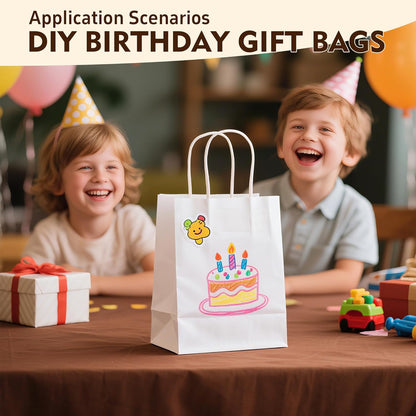 YEEHAW 24 Pack Small Gift Bags 5.8"×3.2"×8.25" Kraft Paper Bags with Handles, Party Favor Bags Bulk for Kids Birthday, Baby Shower, Crafts, Wedding, Party (6 Colors)