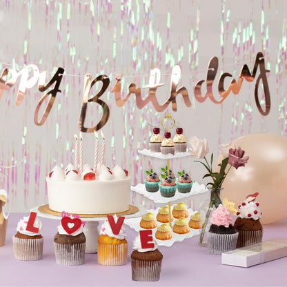 5 Pcs Dessert Table Display Set, White Plastic 2 Pcs Round 3 Tier Cupcake Stand Cup Cake Tower Stand with Metal Rod & 3 Pcs Serving Tray for Baby Shower, Tea Party, Wedding, Birthday Party