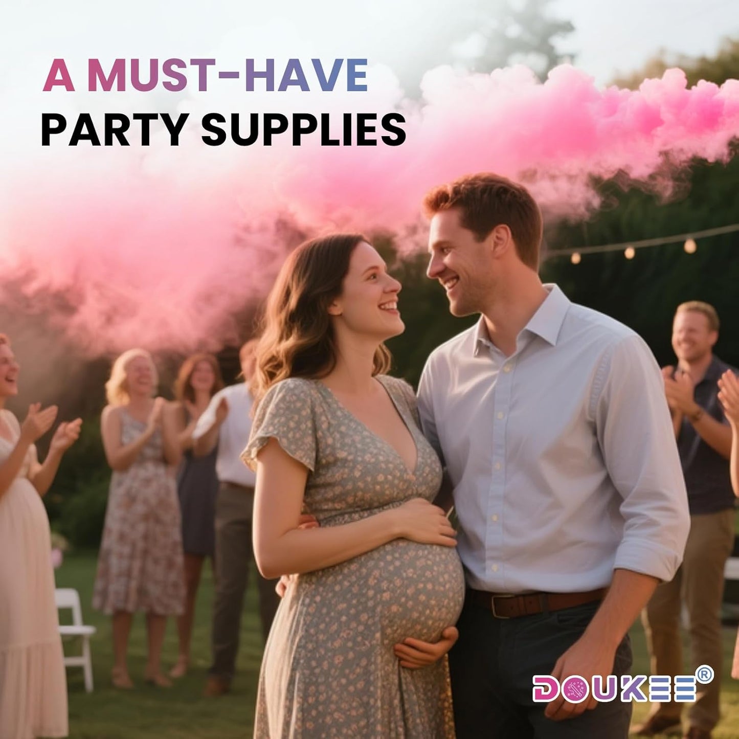 Gender Reveal Pink Confetti Cannon, DOUKEE Baby Shower Pink only Biodegradable Confetti Poppers for Girl Baby Reveal Party - 2 Set