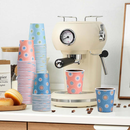 SIUQ 300 Pack Paper Cups 8 oz, Disposable Coffee Cups, Paper Coffee Cups 8 oz, Colourful Hot/Cold Beverage Drinking Cup for Water Juice or Tea, Office Party Home Travel - Daisy