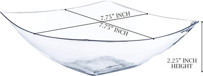 PLASTICPRO Disposable 64 ounce Square Serving Bowls, Party Snack or Salad Bowl, Large Plastic Elegant White Pack of 4