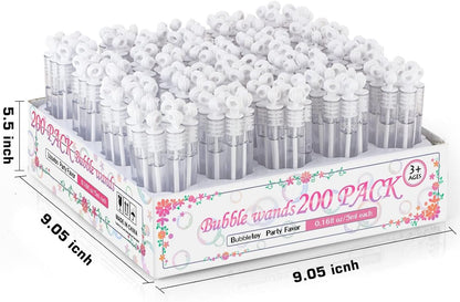 200 Pack Mini Bubble Wands, White Bubble Stick Toy Bulk for Wedding Supplies, Anniversaries, Valentine's Day Gift, Celebrations, Wedding Send Off, Party Favor for Couple, Guests, Kid, Boy and Girl