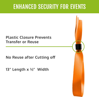 Wristco 100 Blue Cloth Event Wristbands – Plastic Closure to Prevent Transfer or Reuse – Premium-Grade Fabric Bracelets for Party Entry, Summer Camp, VIP Identification, Drink Ticket ID
